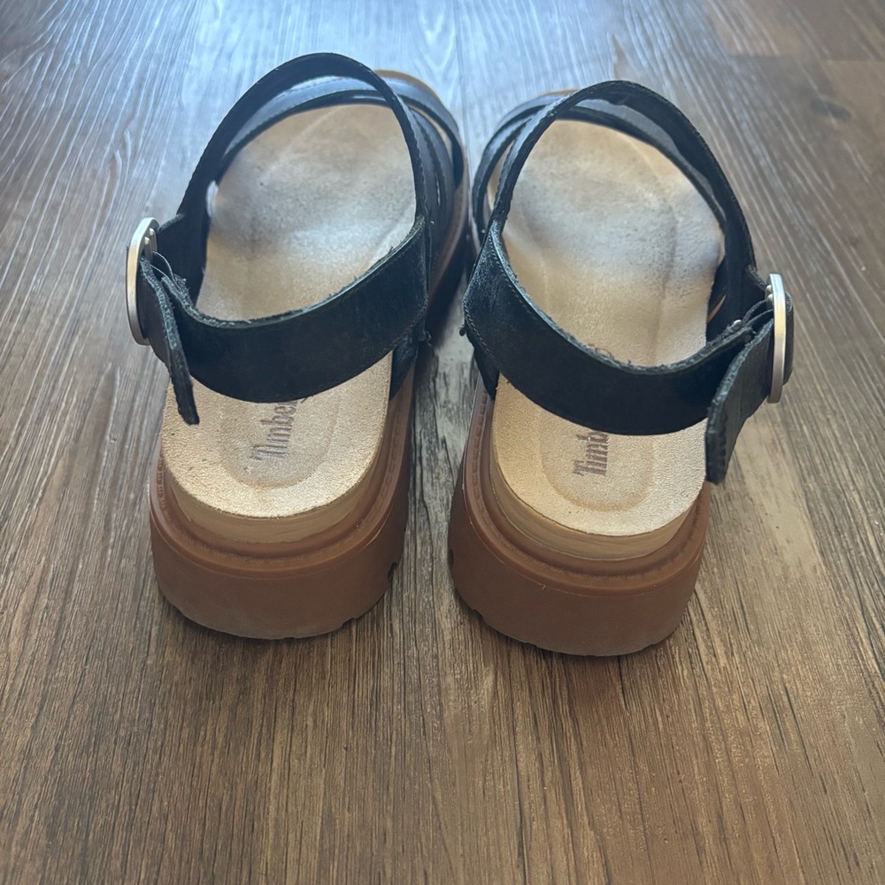 Black Timberland Straps Sandals with Brown Soles Size 6 - Picture 4 of 7